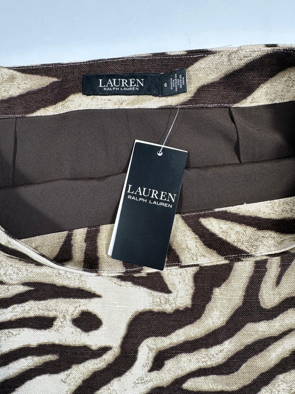 NWT Lauren Ralph Lauren Zebra Print Linen Cotton Pencil Skirt Size 6 $285 - Picture 5 of 7